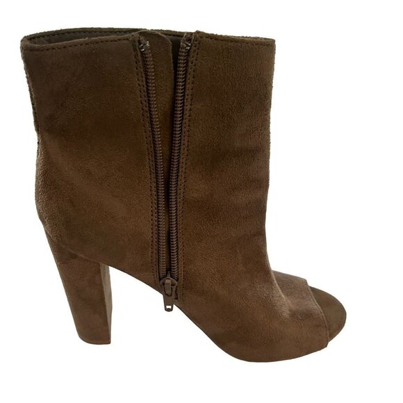WILD Diva Open Suede Open Toe Ankle Boots Booties Size 6.5 - Picture 2 of 9